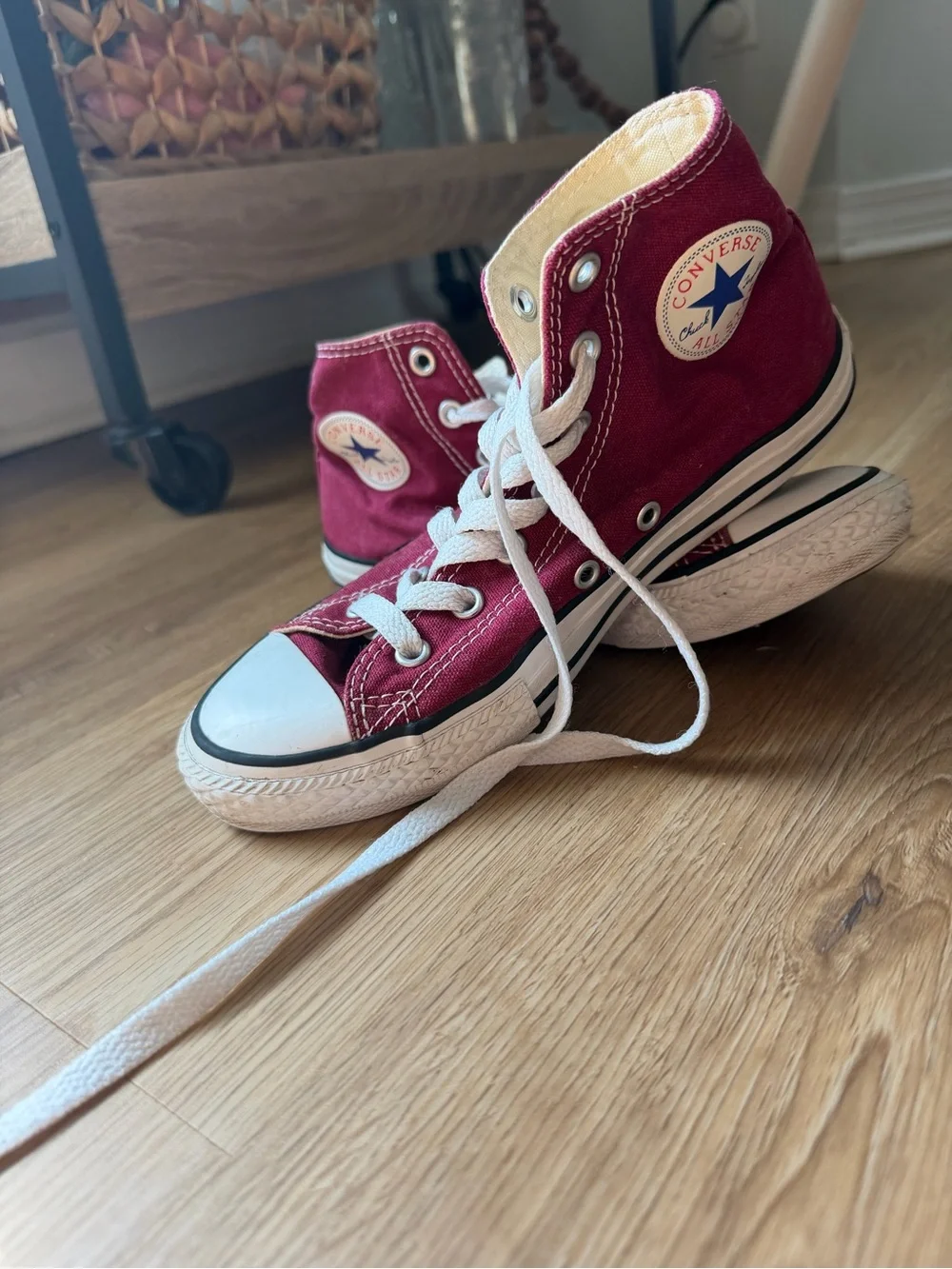 Converse High Top Sneakers - Burgundy and White